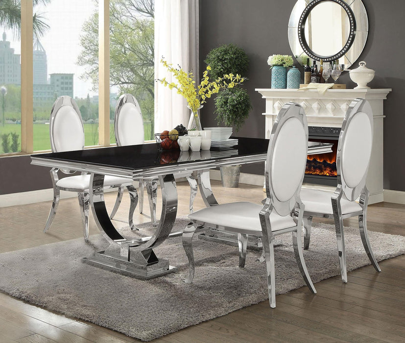 Antoine 5-piece Rectangular Dining Set Creamy White and Chrome image