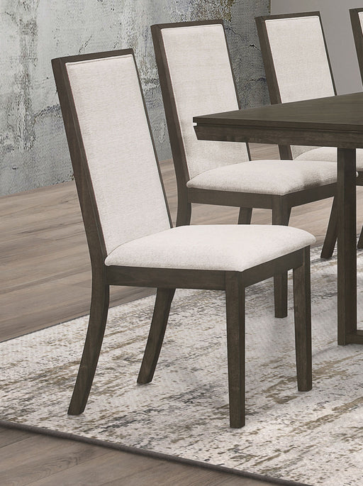 Kelly Upholstered Solid Back Dining Side Chair Beige and Dark Grey (Set of 2) image