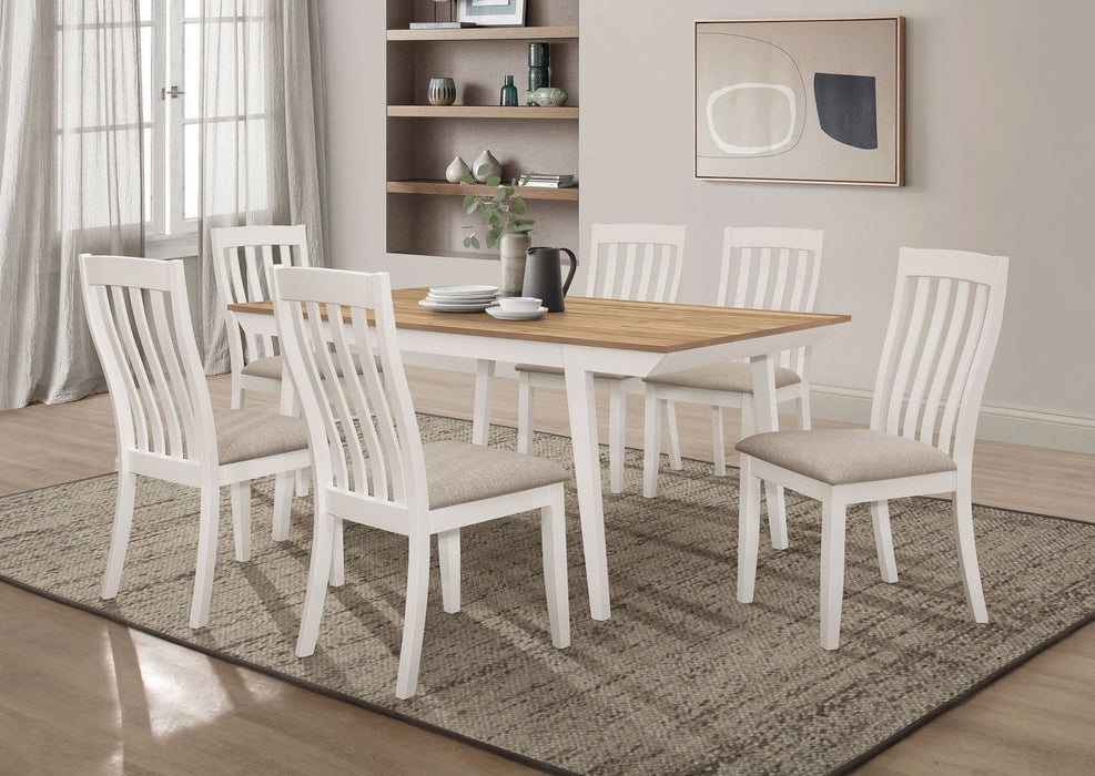 Anwar Rectangular Dining Table Set Natural Acacia and Off White - Aras Mattress And Furniture(Las Vegas, NV)