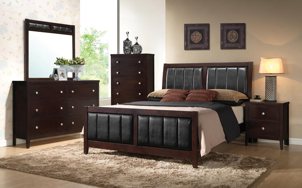 Carlton Upholstered Bedroom Set Cappuccino and Black - Aras Mattress And Furniture(Las Vegas, NV)