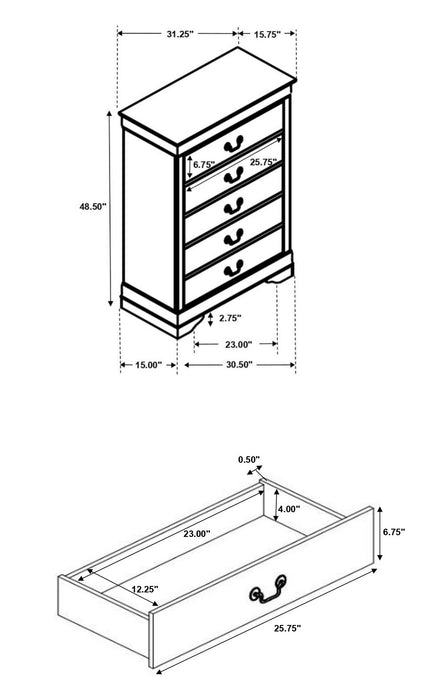 Louis Philippe 4 & 5 Piece Panel Bedroom Set with High Headboard E.king & Full - Aras Mattress And Furniture(Las Vegas, NV)
