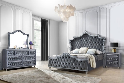 Antonella 4-Piece Queen Upholstered Tufted Bedroom Set Grey - Aras Mattress And Furniture(Las Vegas, NV)