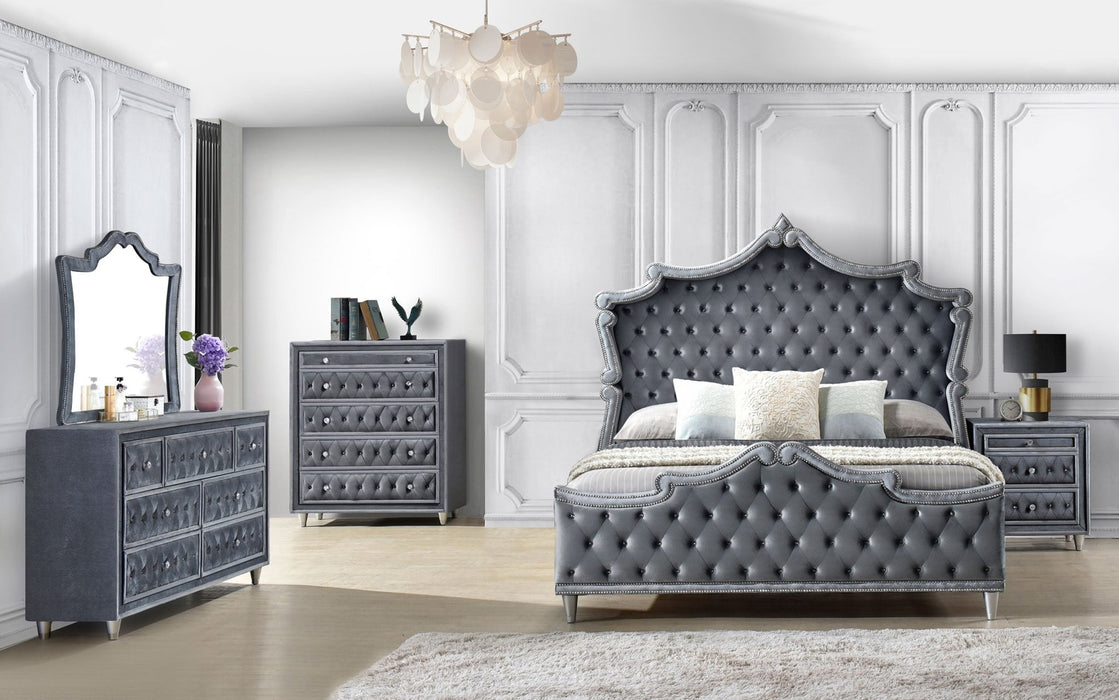 Antonella 4-Piece Queen Upholstered Tufted Bedroom Set Grey - Aras Mattress And Furniture(Las Vegas, NV)