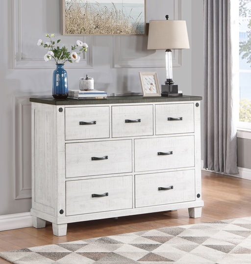 Lilith 7-drawer Dresser Distressed Grey and White image