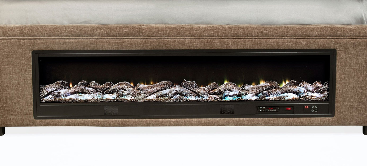 Senna Panel Bed with Bluetooth Speaker and Flame Visualizer