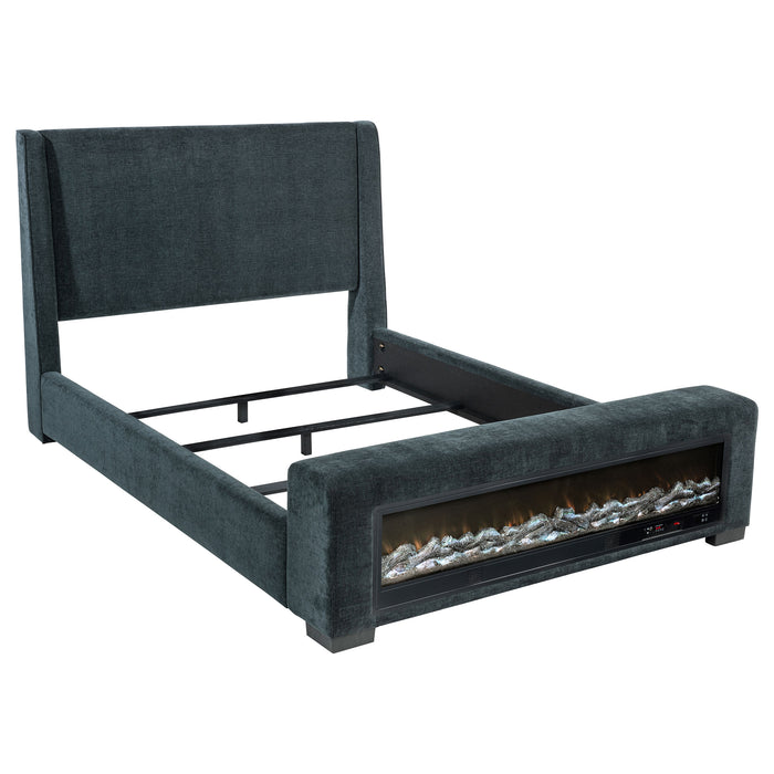 Preston Wingback Bed with Flame Visualizer and Bluetooth Speaker