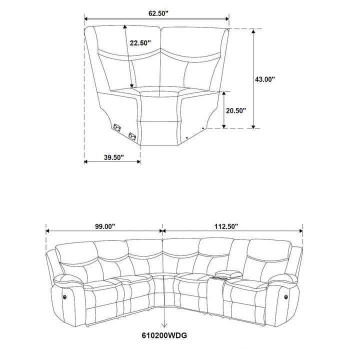 Sycamore Power Reclining Sectional Sofa