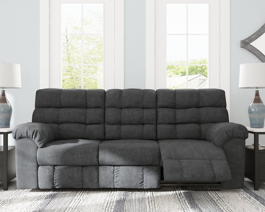Wilhurst Reclining Sofa with Drop Down Table - Aras Mattress And Furniture(Las Vegas, NV)