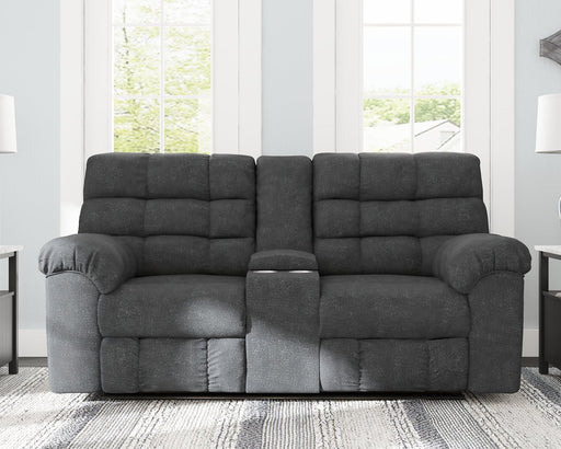 Wilhurst Reclining Loveseat with Console - Aras Mattress And Furniture(Las Vegas, NV)