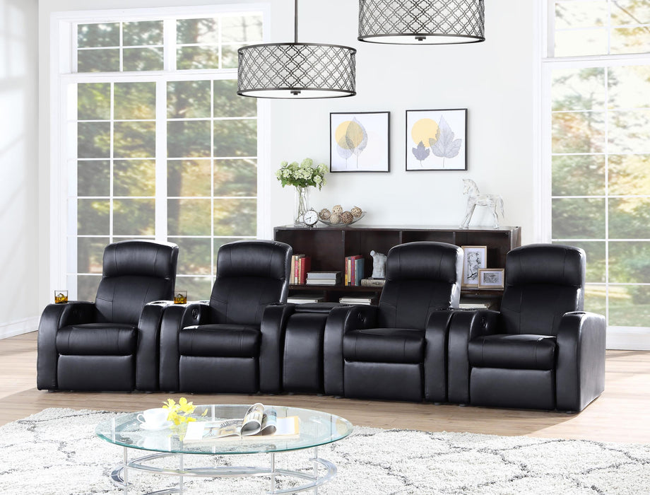 Cyrus Upholstered Recliner Home Theater Set - Aras Mattress And Furniture(Las Vegas, NV)