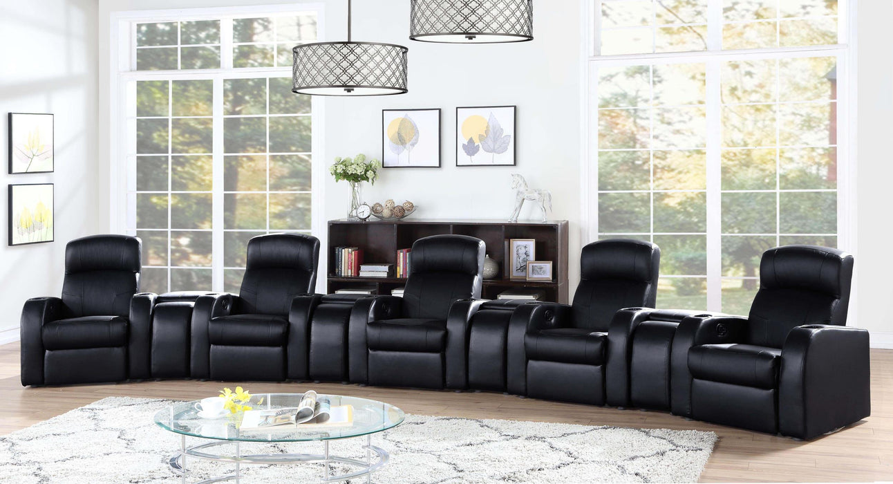 Cyrus Upholstered Recliner Home Theater Set - Aras Mattress And Furniture(Las Vegas, NV)