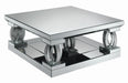 Amalia Square Coffee Table with Lower Shelf Clear Mirror image