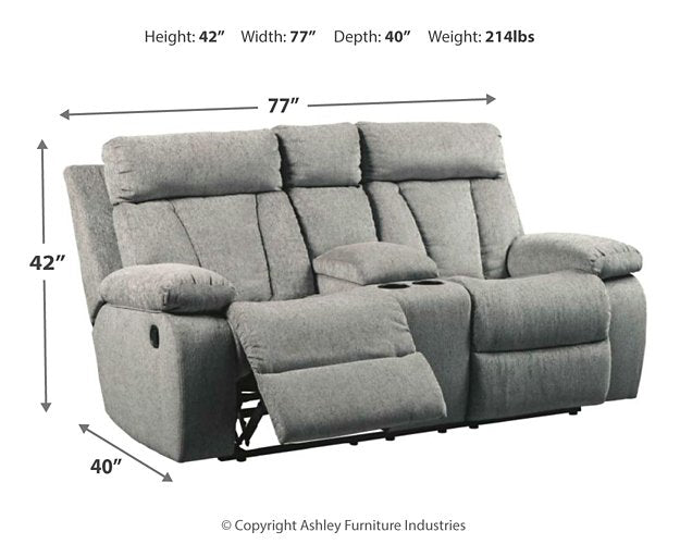 Mitchiner Reclining Loveseat with Console - Aras Mattress And Furniture(Las Vegas, NV)