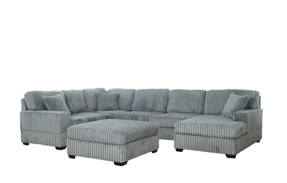 Oversized Modern Light Gray Corduroy Sectional Couch - Aras Mattress And Furniture(Las Vegas, NV)