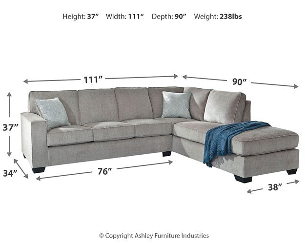 Altari 2-Piece Sleeper Sectional with Chaise - Aras Mattress And Furniture(Las Vegas, NV)