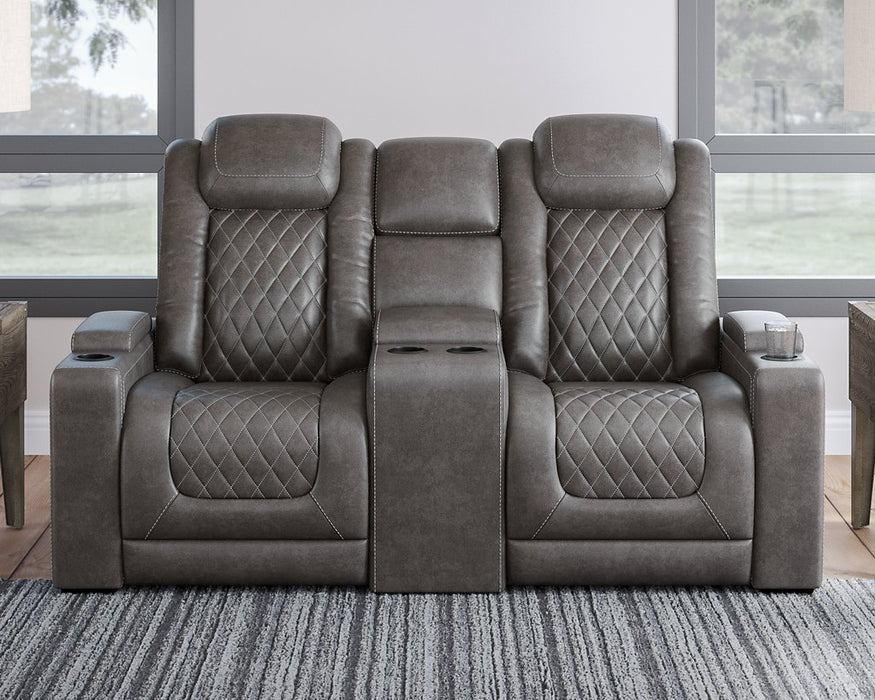 HyllMont Power Reclining Loveseat with Console - Aras Mattress And Furniture(Las Vegas, NV)