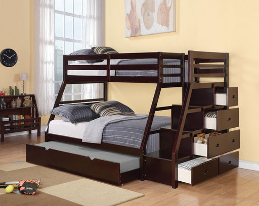 Jason Espresso Bunk Bed (Twin/Full) - Aras Mattress And Furniture(Las Vegas, NV)