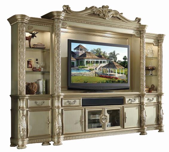 Acme Vendome Entertainment Center in Gold Patina 91310 - Aras Mattress And Furniture(Las Vegas, NV)