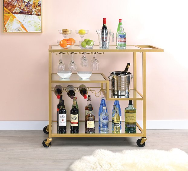 Adamsen Champagne & Mirror Serving Cart image