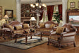 Dresden Brown PU & Chenille, Cherry Oak 3-Piece Living Room Set image