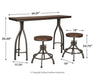 Odium Counter Height Dining Table and Bar Stools (Set of 3) - Aras Mattress And Furniture(Las Vegas, NV)