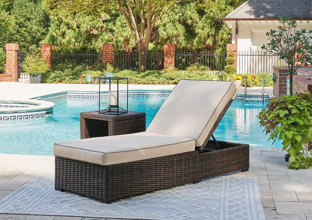 Coastline Bay Outdoor Chaise Lounge with Cushion - Aras Mattress And Furniture(Las Vegas, NV)