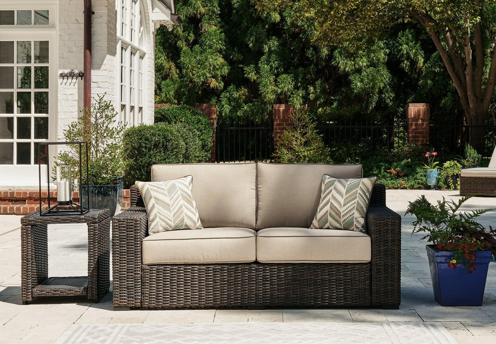 Coastline Bay Outdoor Loveseat with Cushion - Aras Mattress And Furniture(Las Vegas, NV)