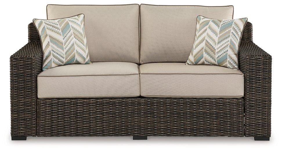 Coastline Bay Outdoor Loveseat with Cushion - Aras Mattress And Furniture(Las Vegas, NV)