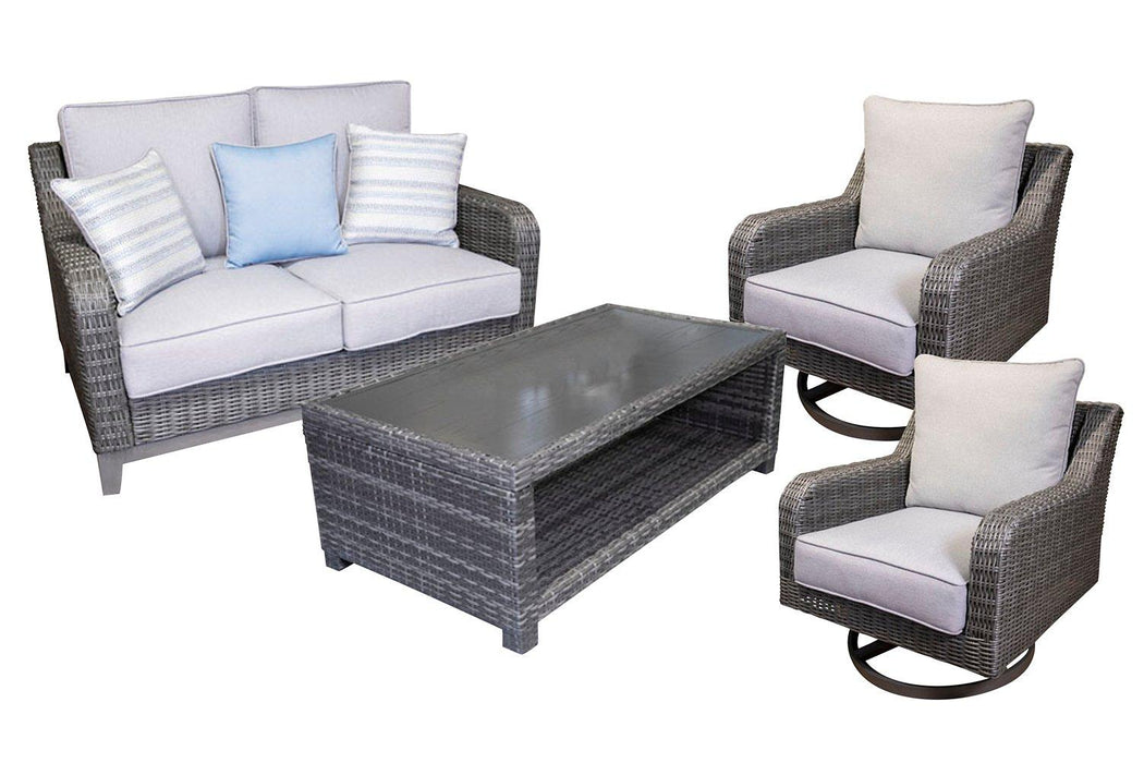 Elite Park Outdoor Loveseat, Lounge Chairs and Cocktail Table - Aras Mattress And Furniture(Las Vegas, NV)