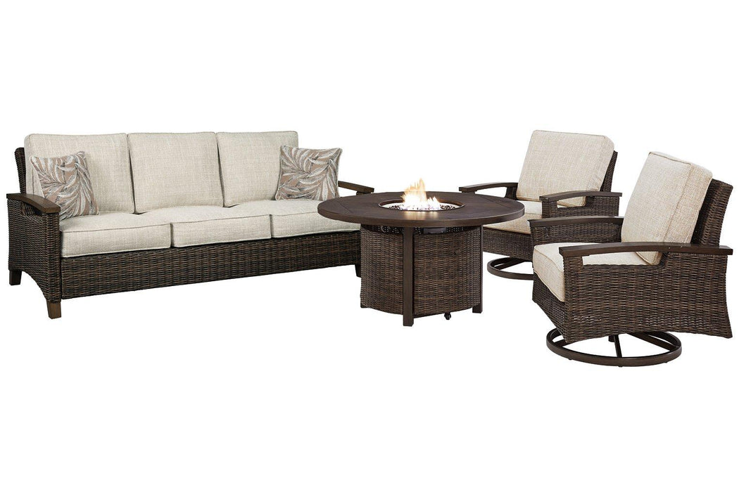 Paradise Trail Outdoor Sofa, Lounge Chairs and Fire Pit Table - Aras Mattress And Furniture(Las Vegas, NV)