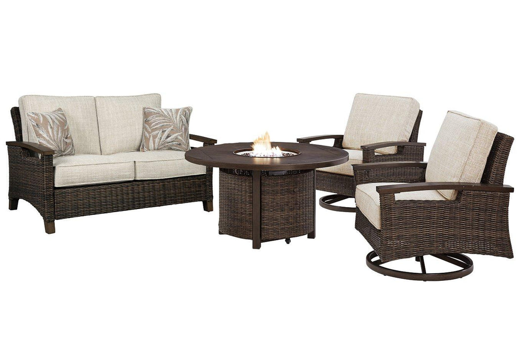 Paradise Trail Outdoor Loveseat, Lounge Chairs and Fire Pit Table - Aras Mattress And Furniture(Las Vegas, NV)