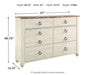 Willowton Dresser and Mirror - Aras Mattress And Furniture(Las Vegas, NV)