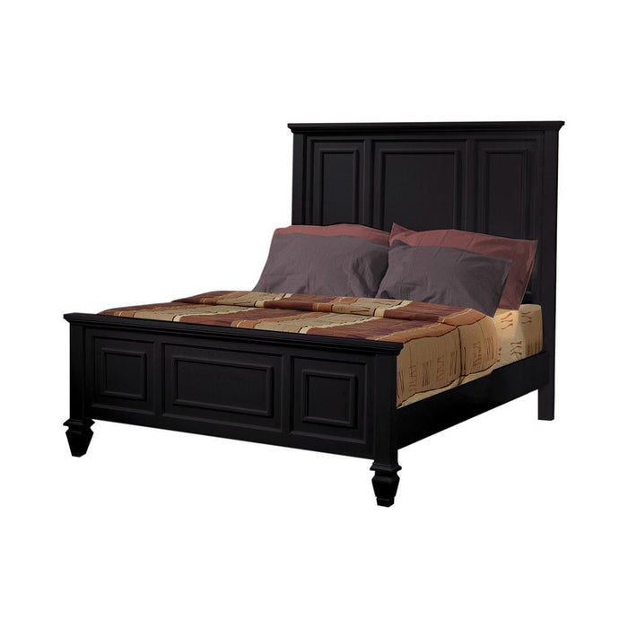 Sandy Beach Eastern King Panel Bed with High Headboard Black - Aras Mattress And Furniture(Las Vegas, NV)