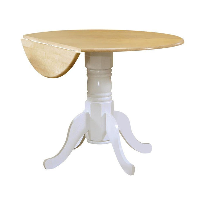 Allison Drop Leaf Round Dining Table Natural Brown and White - Aras Mattress And Furniture(Las Vegas, NV)