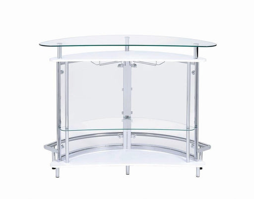 Amarillo 2-tier Bar Unit White and Chrome - Aras Mattress And Furniture(Las Vegas, NV)