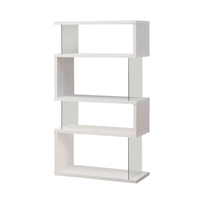 Emelle 4-tier Bookcase White and Clear - Aras Mattress And Furniture(Las Vegas, NV)