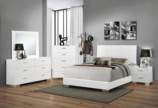 Felicity California King Panel Bed Glossy White - Aras Mattress And Furniture(Las Vegas, NV)