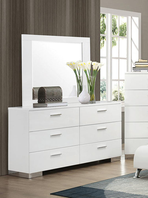 Felicity Rectangle Dresser Mirror Glossy White - Aras Mattress And Furniture(Las Vegas, NV)