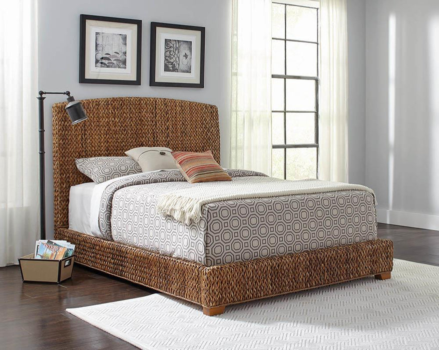 Laughton Hand-Woven Banana Leaf Eastern King Bed Amber - Aras Mattress And Furniture(Las Vegas, NV)