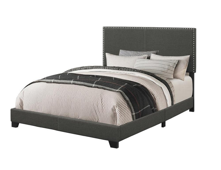 Boyd Queen Upholstered Bed with Nailhead Trim Charcoal - Aras Mattress And Furniture(Las Vegas, NV)