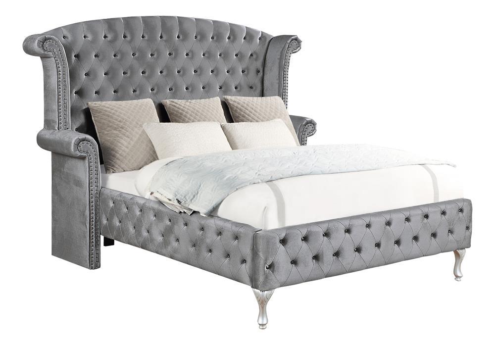 Deanna Queen Tufted Upholstered Bed Grey - Aras Mattress And Furniture(Las Vegas, NV)