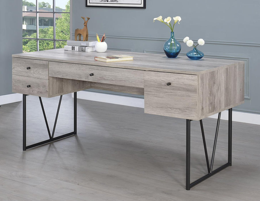 Analiese 4-drawer Writing Desk Grey Driftwood - Aras Mattress And Furniture(Las Vegas, NV)