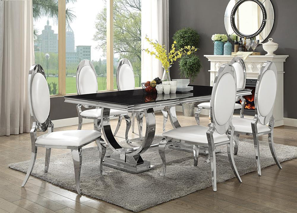 Antoine Rectangular Dining Table Chrome and Black - Aras Mattress And Furniture(Las Vegas, NV)