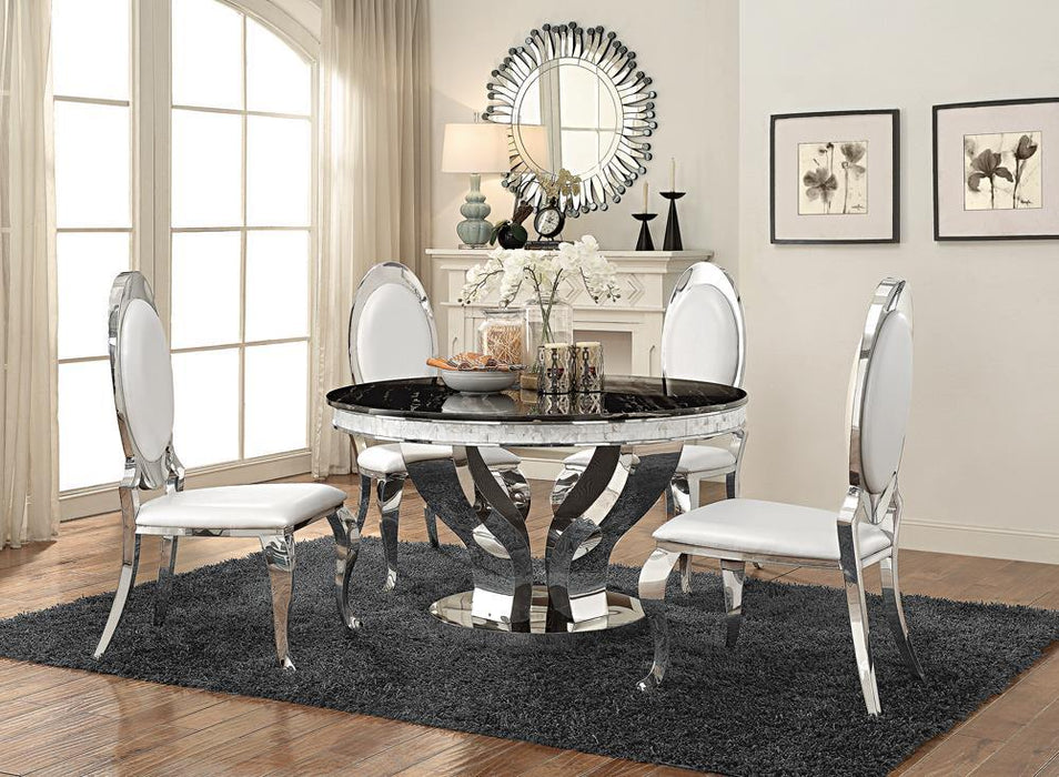 Anchorage Round Dining Table Chrome and Black - Aras Mattress And Furniture(Las Vegas, NV)