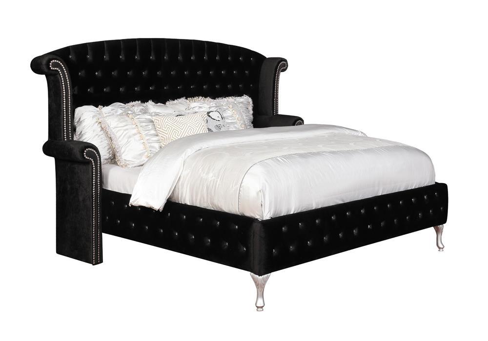 Deanna Queen Tufted Upholstered Bed Black - Aras Mattress And Furniture(Las Vegas, NV)