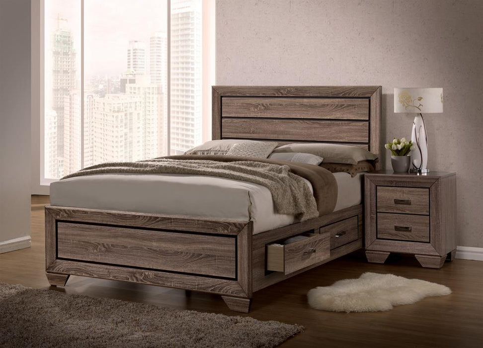 Kauffman Queen Panel Bed Washed Taupe - Aras Mattress And Furniture(Las Vegas, NV)