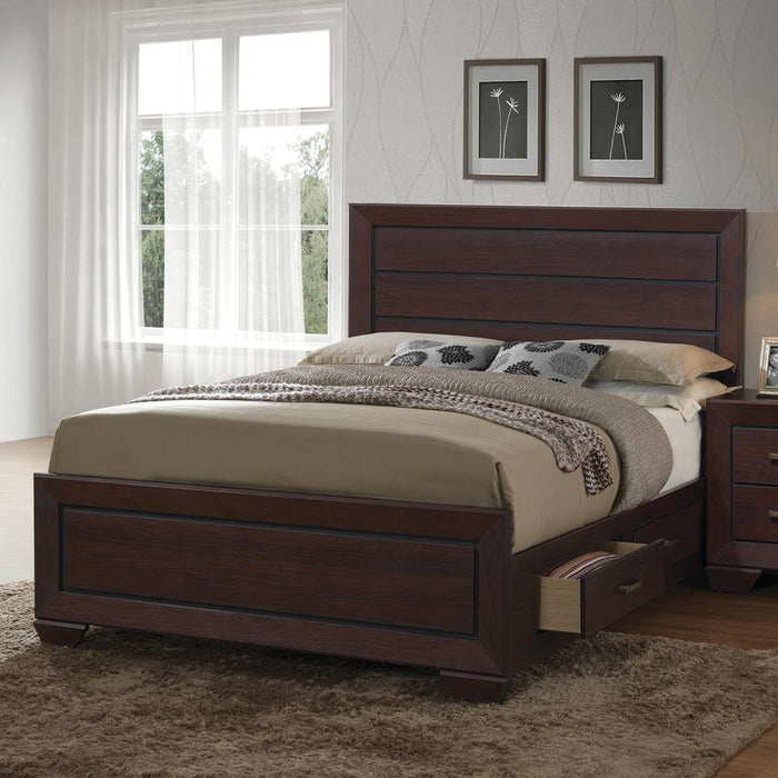 Kauffman California King, Eastren King, & Queen Panel Bed Dark Cocoa - Aras Mattress And Furniture(Las Vegas, NV)