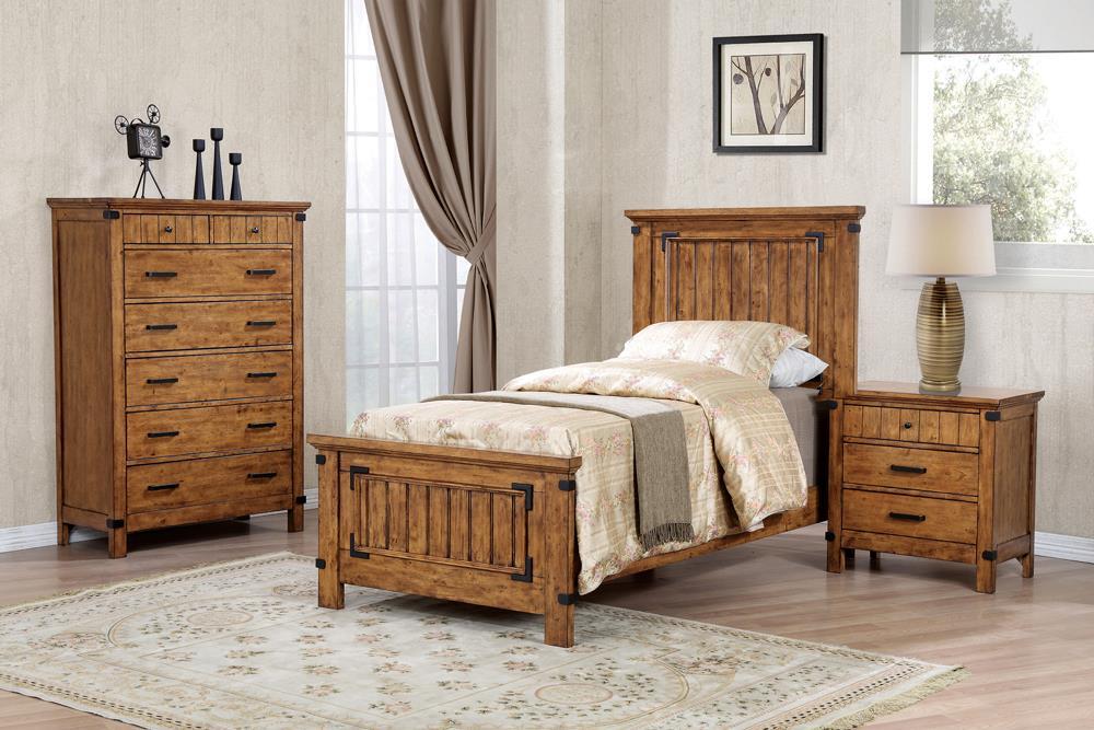 Brenner Twin Panel Bed Rustic Honey - Aras Mattress And Furniture(Las Vegas, NV)
