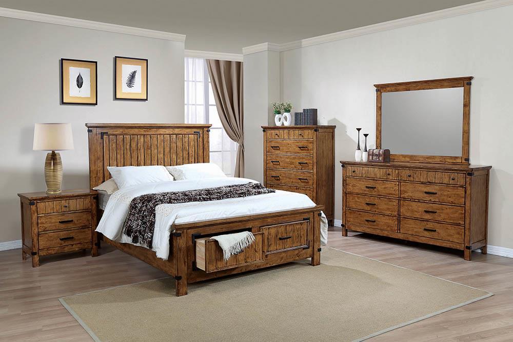 Brenner Eastern King Panel Bed Rustic Honey - Aras Mattress And Furniture(Las Vegas, NV)