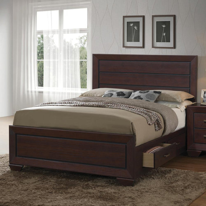 Kauffman California King, Eastren King, & Queen Panel Bed Dark Cocoa - Aras Mattress And Furniture(Las Vegas, NV)